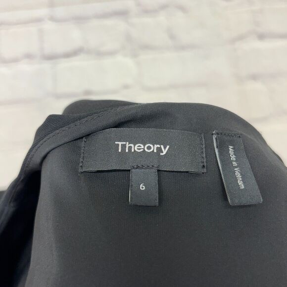 Theory Women Short Sleeve Wrap Top Blouse Shirt Size 6 Black D019 -12 - Picture 6 of 12